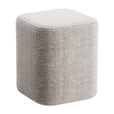 Modern Light Gray Cube Shaped Ottoman with Textured Upholstery for Living Room 3d model