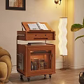 Wooden Side Table With Open Book And Glass Door Storage In Cozy Living Room