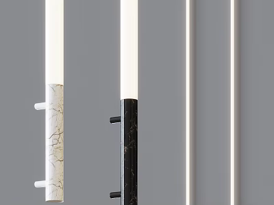 Modern Vertical Wall Lamps With Marble And Black Metal Finishes For Home Decor 3d model