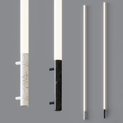 Modern Vertical Wall Lamps With Marble And Black Metal Finishes For Home Decor 3d model