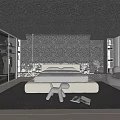 Modern Bedroom Interior Design With Comfortable Bed Stylish Armchair And Soft Area Rug