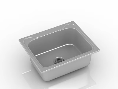 Stainless Steel Square Kitchen Sink With Single Bowl And Drain Design 3d model