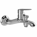 Modern Chrome Wall Mounted Bathroom Faucet With Single Handle And Polished Shiny Finish
