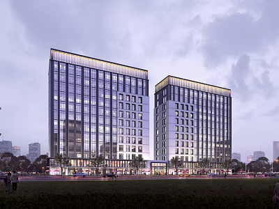 Modern High Rise Residential Building Exterior With Glass Curtain Wall And Urban Surroundings 3d model