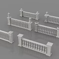 Ornamental Stone Railings with Carved Columns Intricate Patterns and Decorative Posts 3d model
