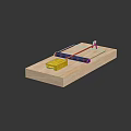 Mouse Trap With Wooden Base Yellow Bait And Metal Spring Structure