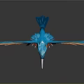 Flying Animal Kingfisher With Blue Head Orange Spread Wings Standing On Black Surface And Reflection