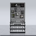 Modern Black Frame Glass Display Shelf With Multi Tiered Shelves For Watches And Small Items 3d model