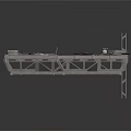 Industrial Damaged Platform Structure With Cracked Brick Flooring Metal Frames And Debris