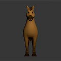 Cartoon Brown Horse Character 3D Model With Mane And Standing Pose 3d model