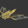 Futuristic Sci Fi Spaceship With Advanced Aerodynamic Metallic Wing Structure Design 3d model