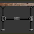 Modern Industrial Table With Sturdy Rustic Wooden Top And Metal Pipe Legs Design