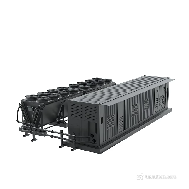 Industrial Cooling Equipment With Fans And Cabinets 3d model 
