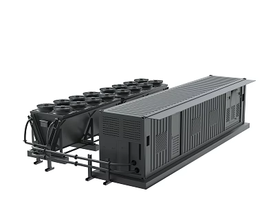 Industrial Cooling Equipment With Fans And Cabinets 3d model