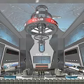 Luxurious Ocean Theme KTV Interior With Blue Tone Dolphin Decorations Sofas And Bar Counter