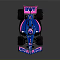 Blue And Pink Formula One Car With BWT Logo Aerodynamic Design And Tires