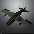 Detailed Green Military Airplane Model With Gray Wings And Angular Design Structure 3d model