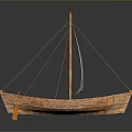 Traditional Wooden Sailboat With White Sail And Wooden Mast For Water Transport