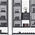 New Chinese-style Bookshelf Decorative Bookshelf Antique Rack 3d model