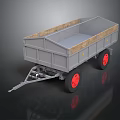 Gray Open Cargo Trailer Featuring Wooden Edges Red Wheels And Trailer Hitch