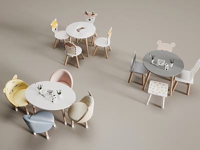 Children's tables and chairs 3d model