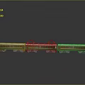 Green Model Train With Red Roof Details And Multiple Carriages On Shiny Display Surface