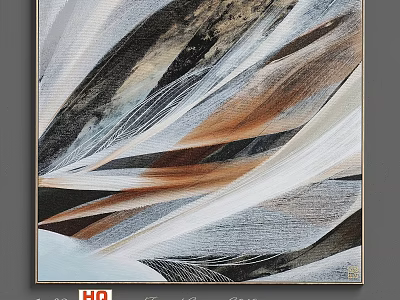 Modern Abstract Art Frame With Gray Brown White Brushstroke And Geometric Design 3d model