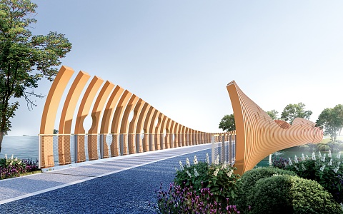 Modern Special-shaped Landscape Bridge Greenway Landscape Bridge Curve Landscape Bridge Park Landscape Bridge 3d model