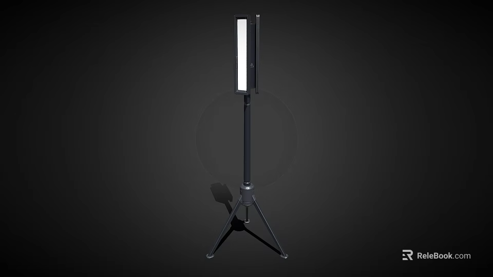 Modern Floor Lamp With Tripod Stand Black Pole And White Rectangular Illuminated Light 3d model 