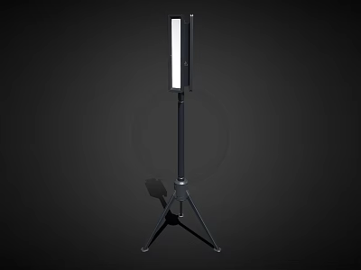 Modern Floor Lamp With Tripod Stand Black Pole And White Rectangular Illuminated Light 3d model