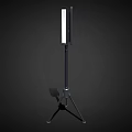 Modern Floor Lamp With Tripod Stand Black Pole And White Rectangular Illuminated Light 3d model