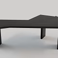 Modern Black Wooden Office Desk With Unique Angular Shape And Sturdy Legs 3d model