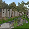Elegant Zen Style Garden Landscape With Cozy Leisure Space Lush Greenery And Natural Stepping Stones