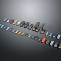 Various Colorful Miniature Car Models With Different Types Arranged In Circular