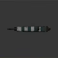 Futuristic Sci Fi Weapon With Green Orange Accents Metallic Texture And Mechanical Grip