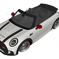 White Mini Convertible Car With Red Side Mirrors And Black Alloy Wheels