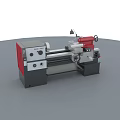 Industrial Lathe Machine With Red Gray Design Control Panel And Rotating Components 3d model