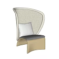 Stylish Modern Woven Outdoor Chair With Perforated Design And White Cushion