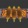 Stainless Steel Corn Roasting Grill With Flaming Cobs On Metal Grate