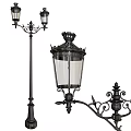 Classic Outdoor Lights With Crown Top Wrought Iron Decoration Black Metal Frame And Glass Shades
