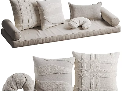Soft Textured Light Colored Cushion Set With Modern Design For Sofa Home Decor 3d model