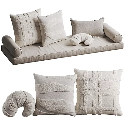 Soft Textured Light Colored Cushion Set With Modern Design For Sofa Home Decor 3d model