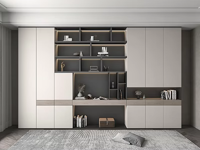 Modern Display Cabinet With Layered Shelves Books Decorative Items And Ambient Lighting 3d model