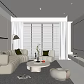 Modern Living Room With White Sofa Coffee Table TV And Floor To Ceiling Window