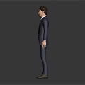 Animated 3D Male Character In Blue Suit With Purple Tie And Brown Shoes