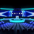 HUMMER Future Vision Event Stage With Round Platform And Blue Lighting 3d model