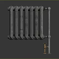 Classic Cast Iron Radiator For Home Heating With Vintage Design And Pipe