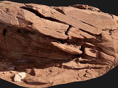 Layered Reddish Brown Stone With Rough Surface And Natural Wood Accents 3d model