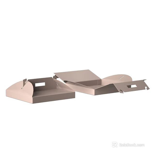 Light Brown Open Paper Boxes For Practical Household Storage Items 3d model