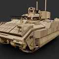 Sand Colored Military Armored Tank with Turret Cannon and Heavy Duty Tracks